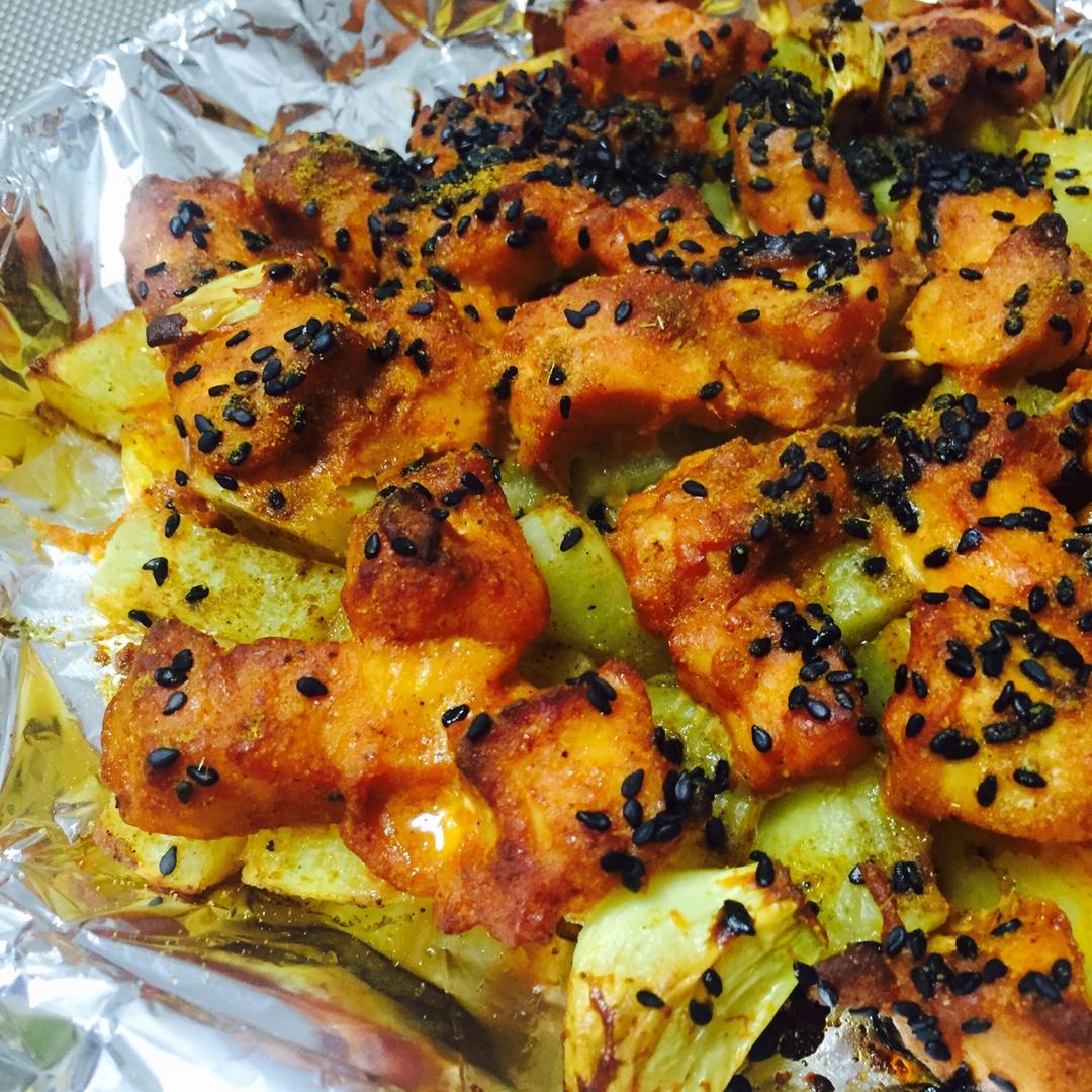 新奥尔良烤鸡腿土豆