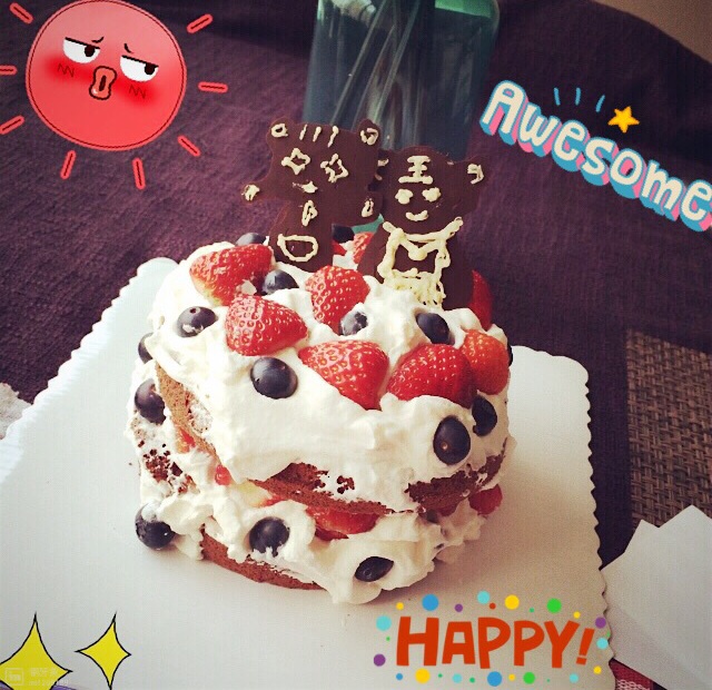 奶油可可戚风蛋糕（草莓蓝莓篇）