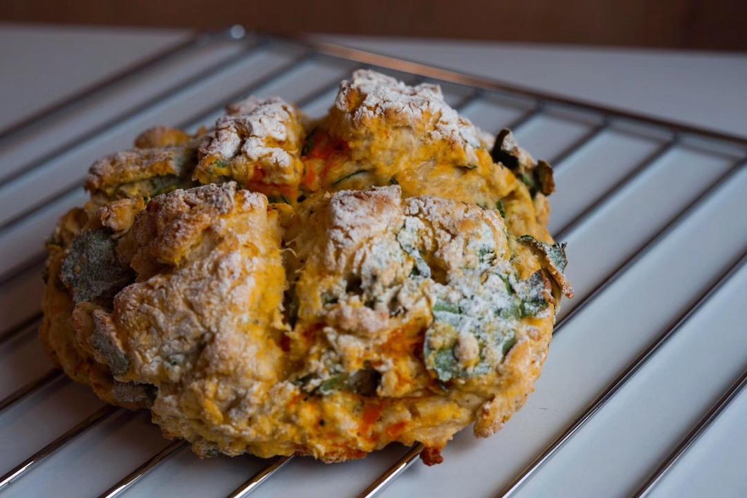 菠菜南瓜奶酪丹波面包丨健康·烘焙