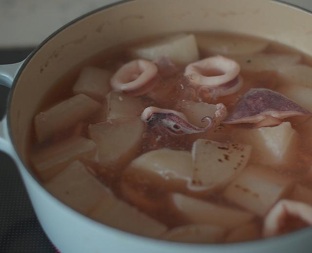 鱿鱼煨萝卜汤的做法