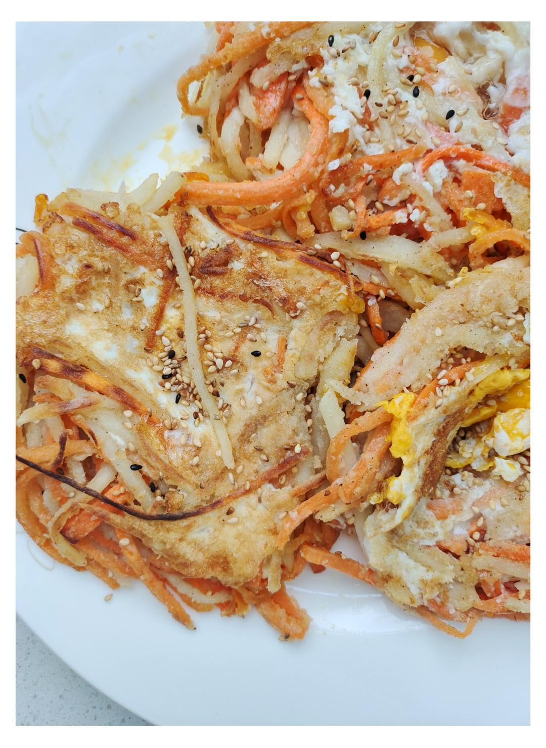 土豆丝鸡蛋饼（面食～早餐）