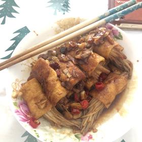 神仙减脂餐🔥好吃到跺脚的金针菇豆皮卷～给肉都不换！