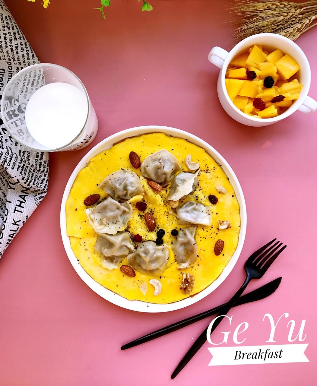 玫瑰花抱蛋煎饺