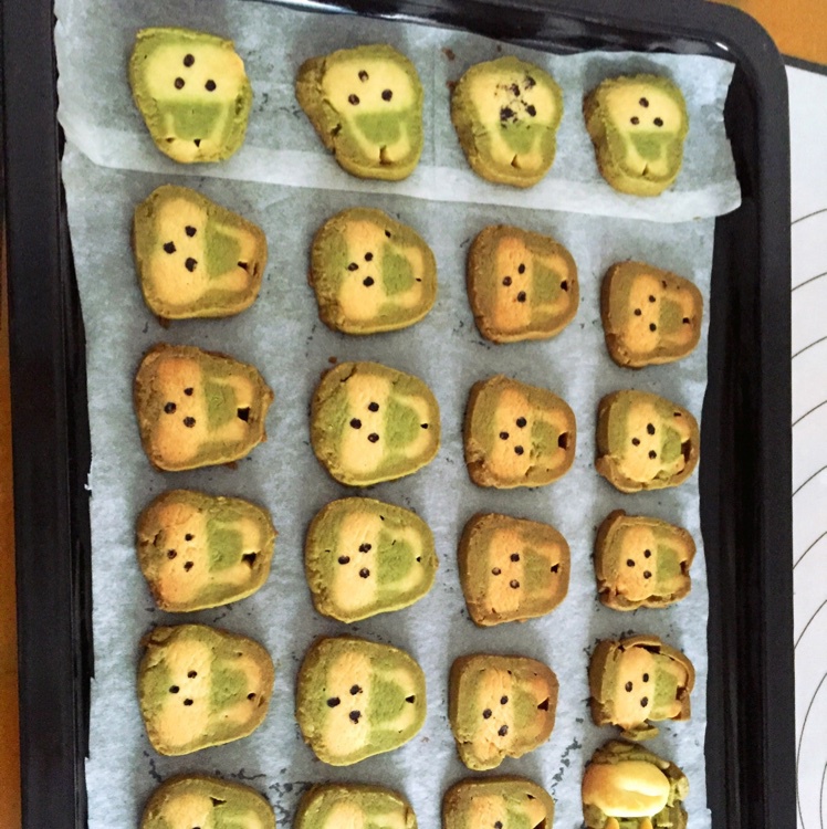 抹茶兔兔曲奇（比熊猫简单！超详细实物图+超良心手绘图）