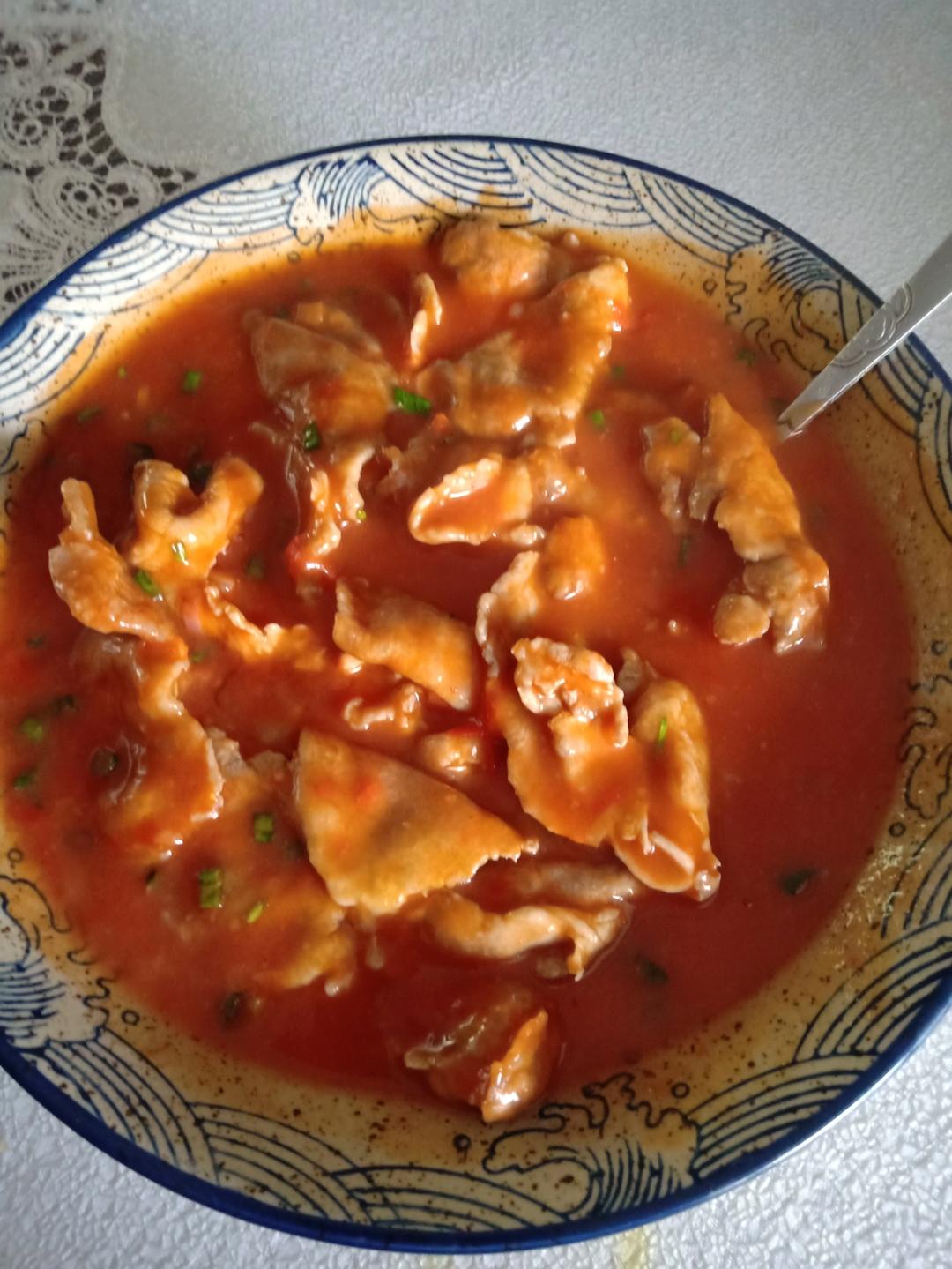 鲜掉眉毛的番茄肉片汤