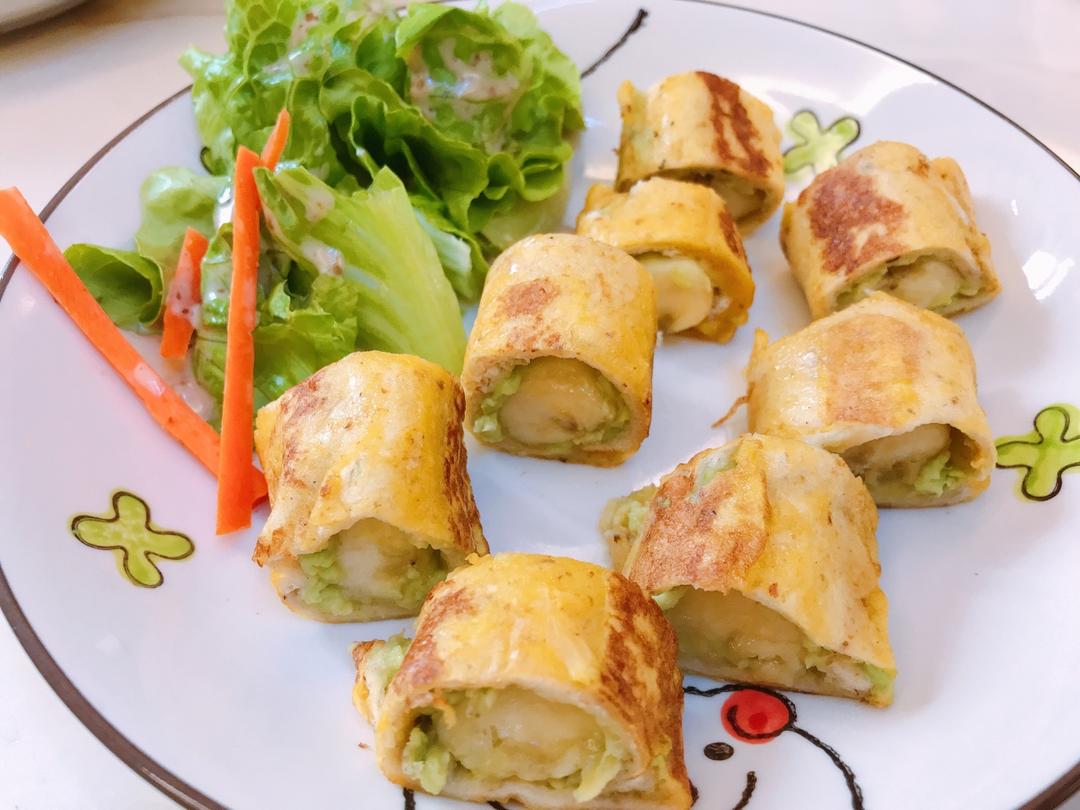 宝宝辅食食谱  牛油果香蕉卷