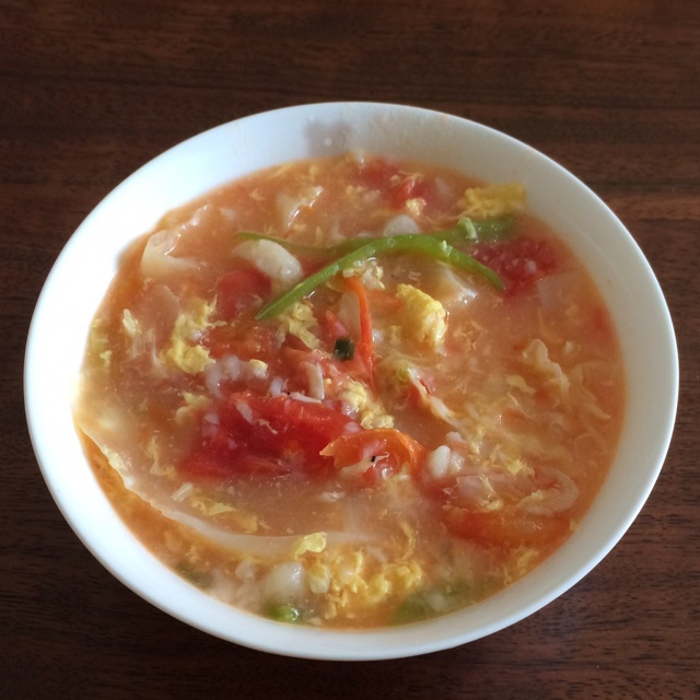 小白菜西红柿蛋花疙瘩汤