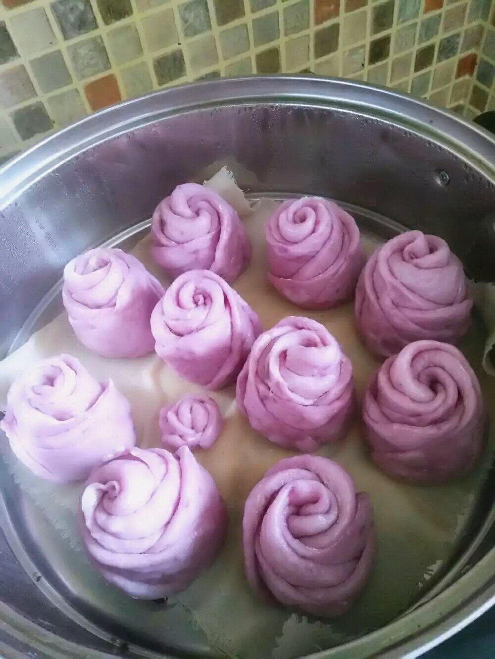 紫薯玫瑰花卷馒头
