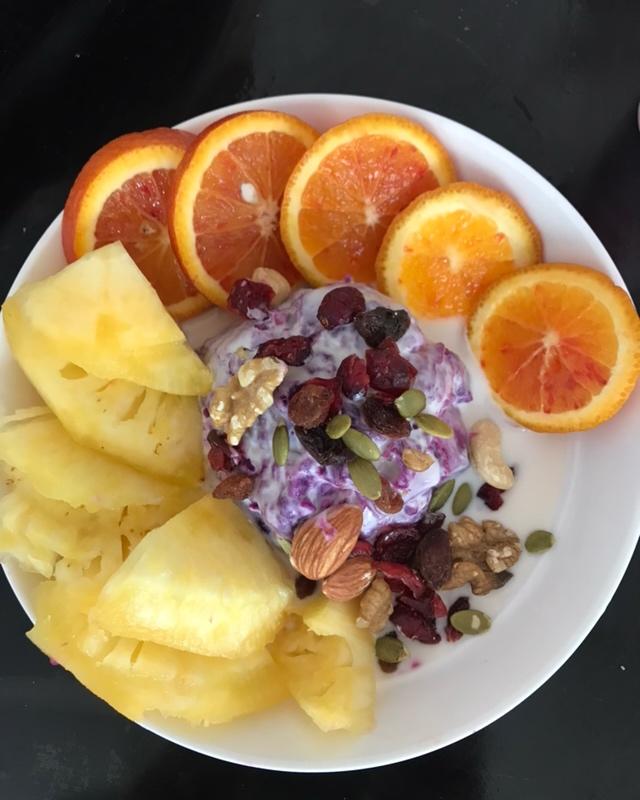 【酸奶果仁紫薯泥】简易甜点 瘦身健胃