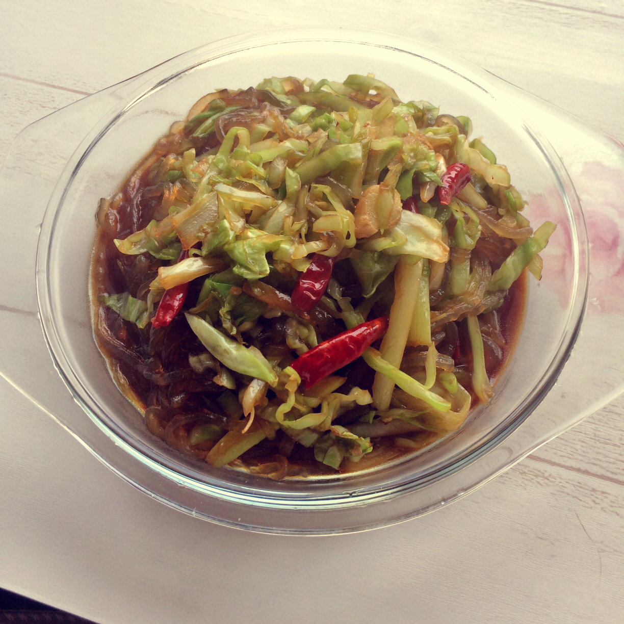 包菜粉丝炒鸡蛋