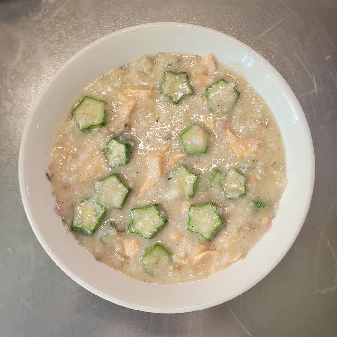 秋葵三文鱼粥