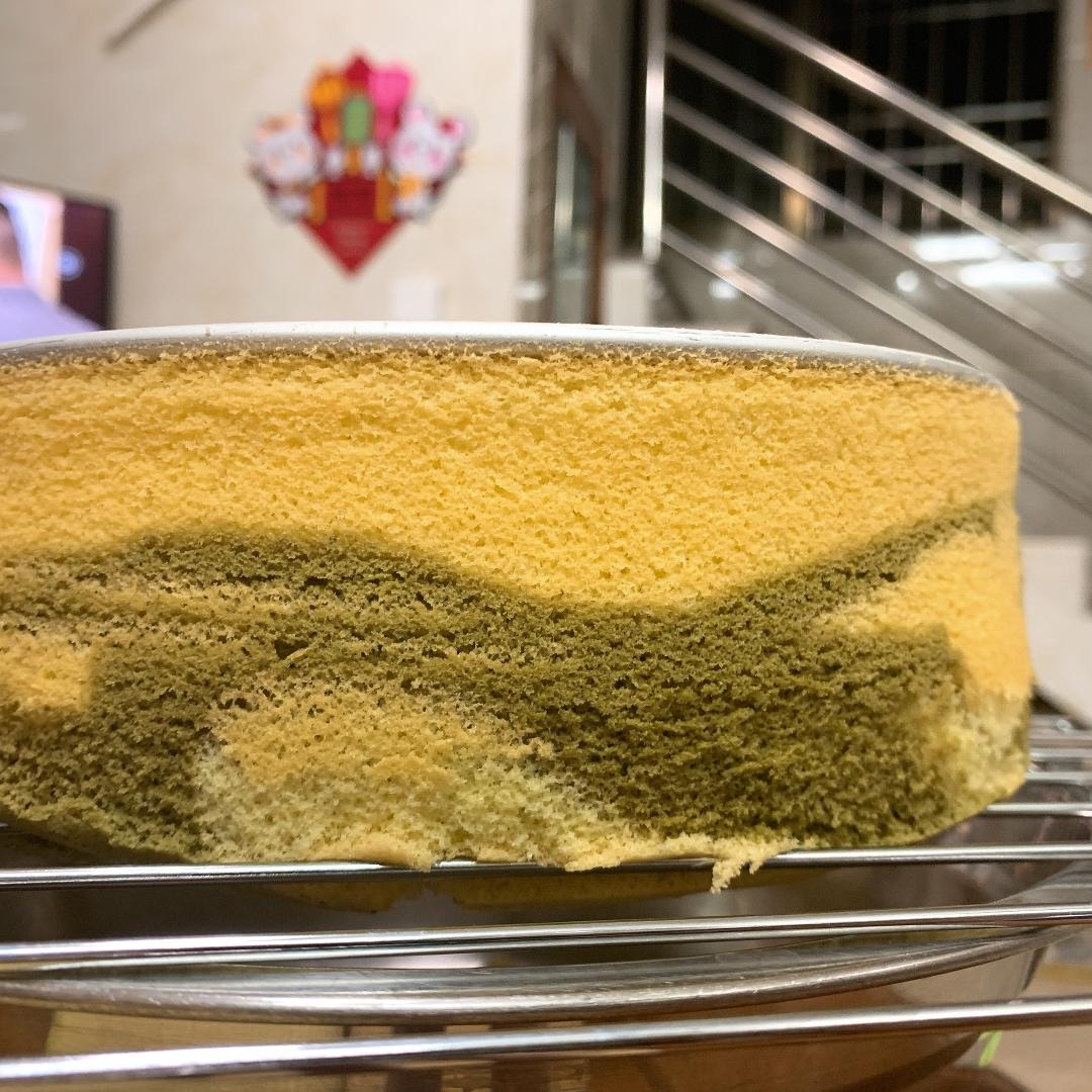六寸#抹茶斑马纹酸奶戚风蛋糕