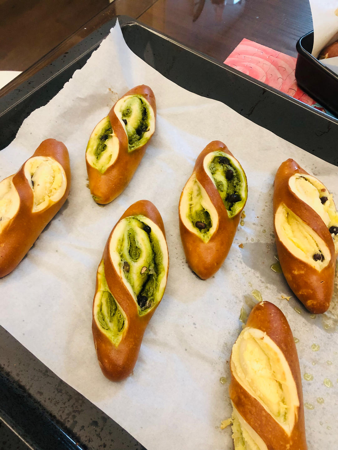 原味（抹茶）2款奶酥馅德式碱水面包｜一次搞定两种口味｜高颜值｜快手｜免手套膜｜免发酵