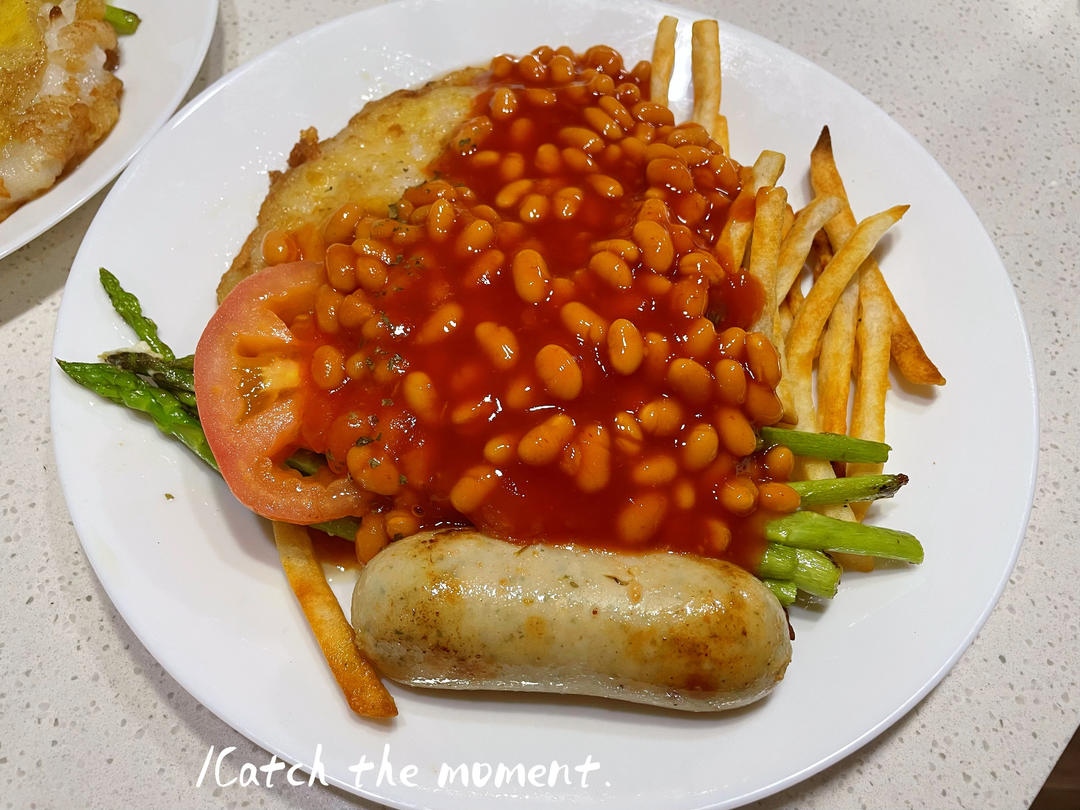 香葱培根茄汁焗豆欧姆蛋 高蛋白无碳Brunch