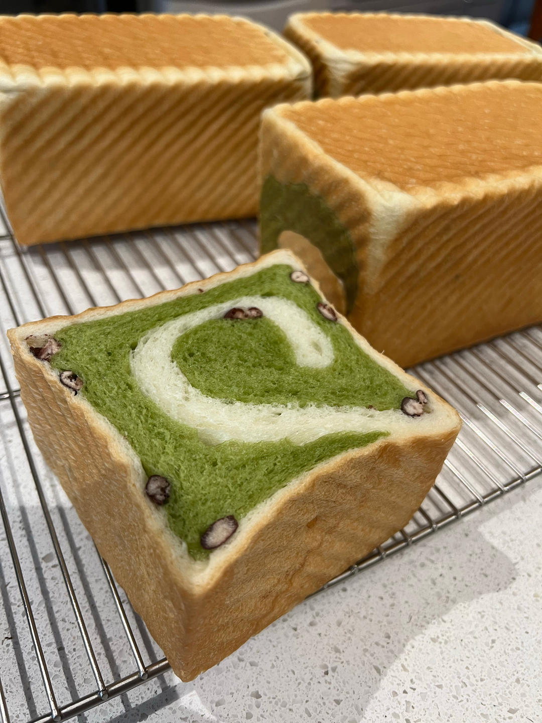 双色吐司 抹茶蜜豆老面吐司🍞