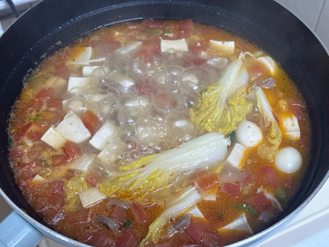 孩子点名要吃番茄豆腐，豆腐嫩滑，汤汁拌饭好好吃