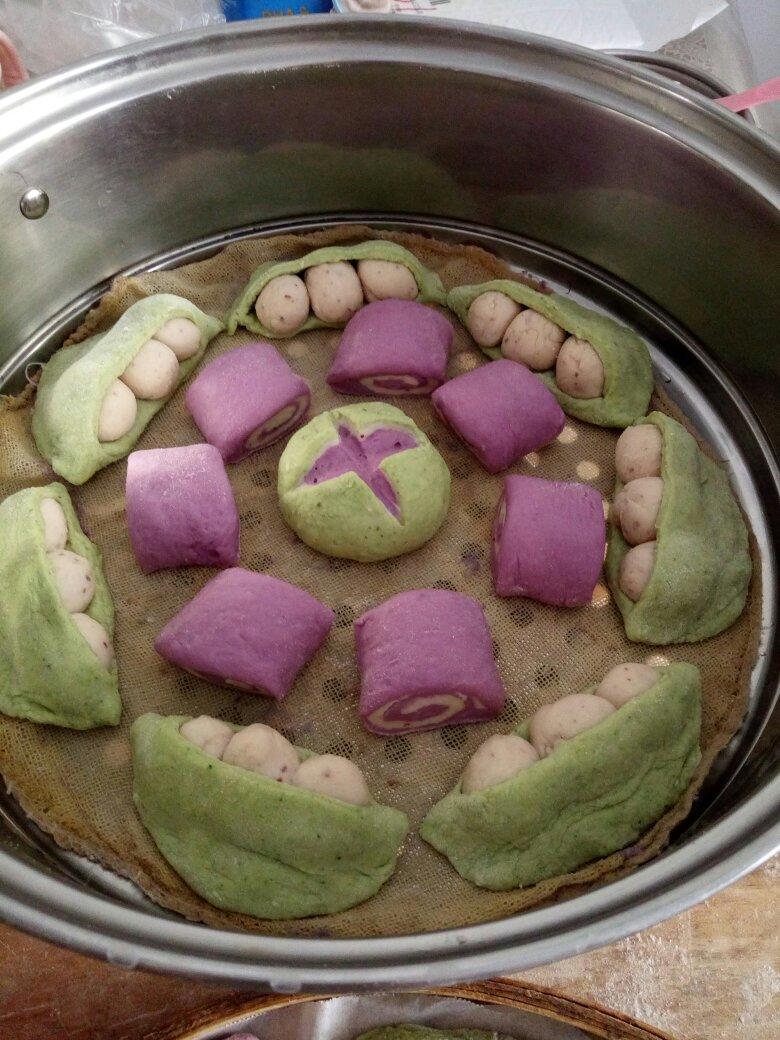 卡通造型可爱豌豆荚馒头