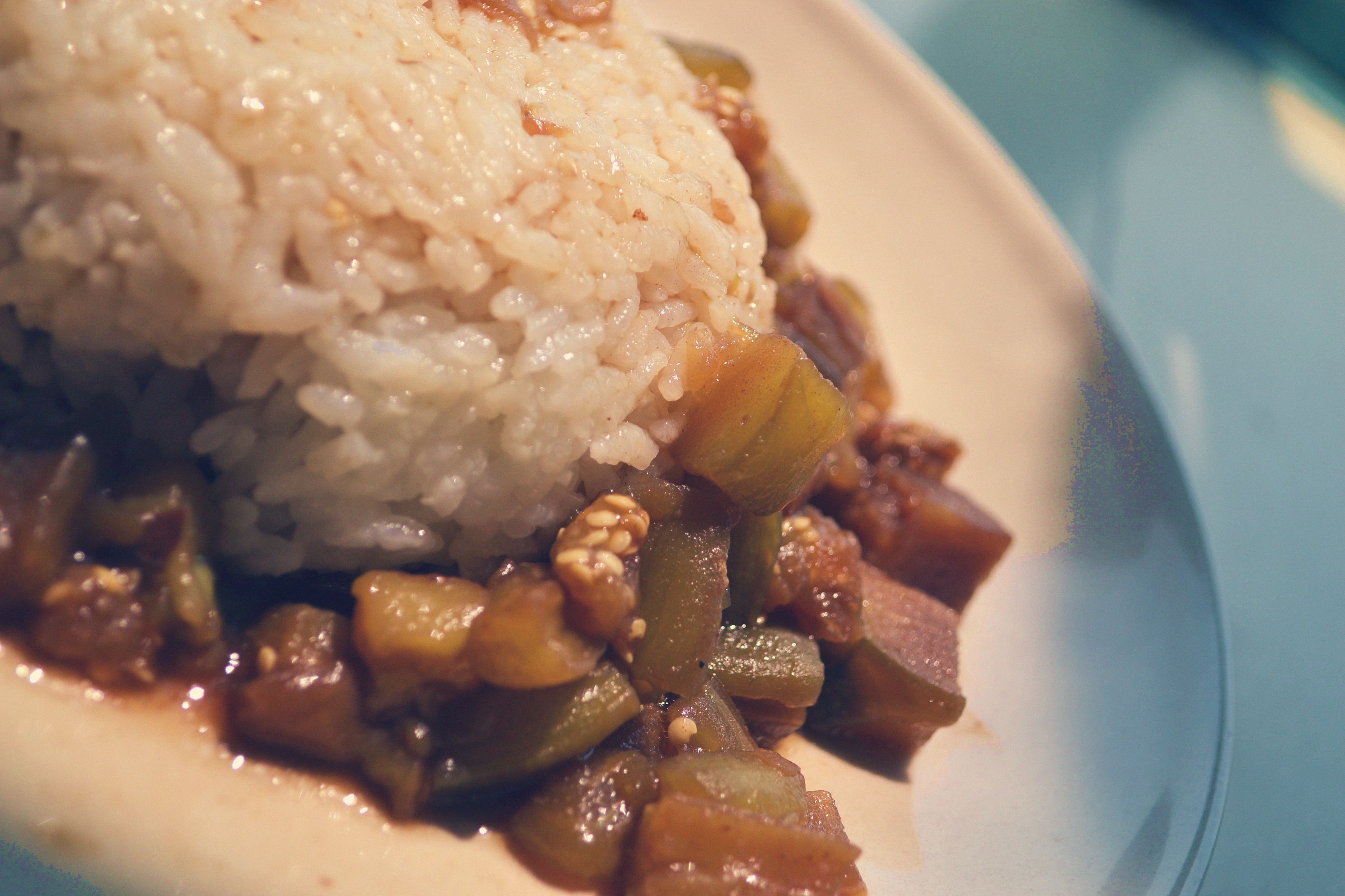 茄子绞肉咖喱饭
