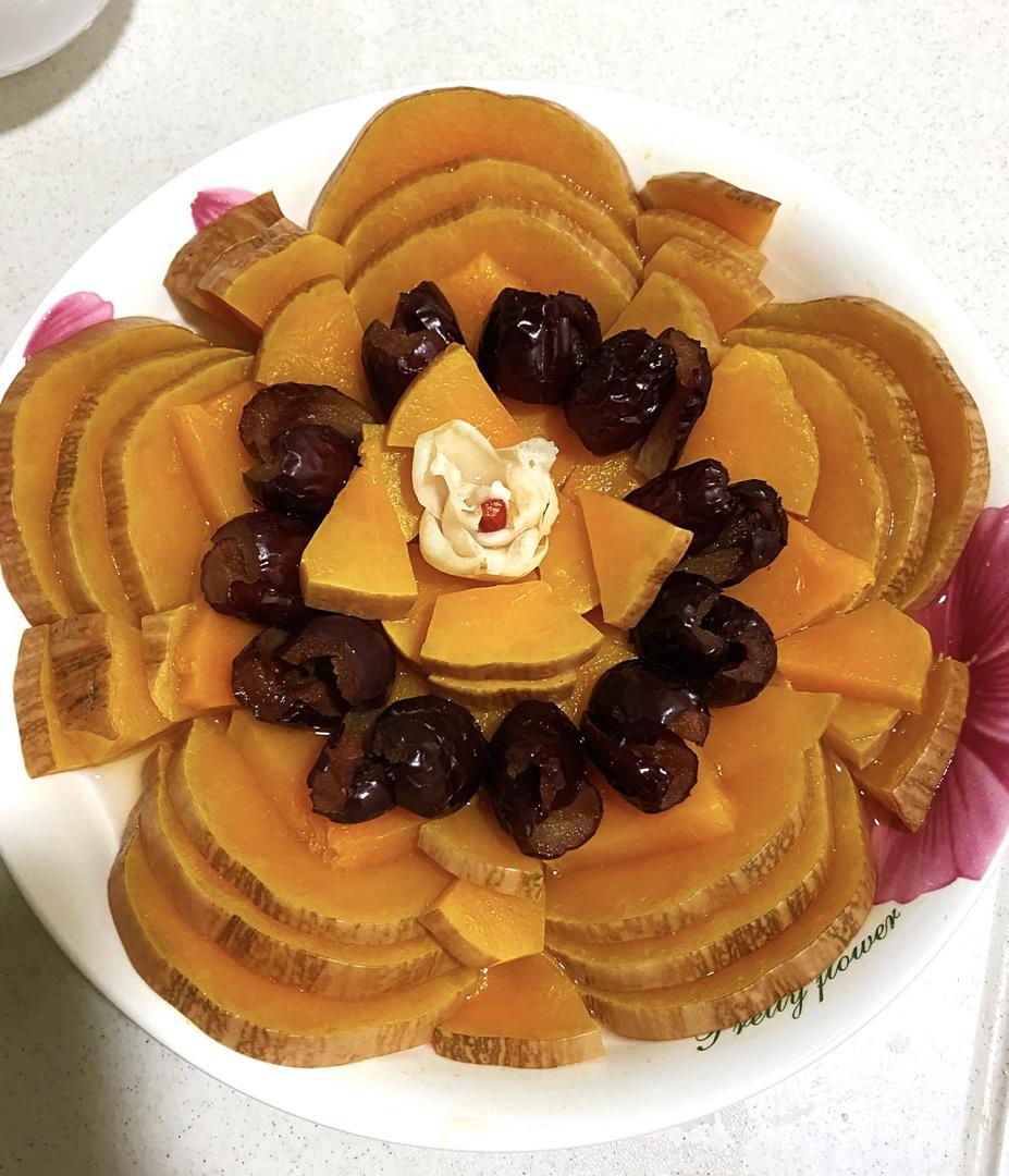 花开富贵百年好合：蒸南瓜百合