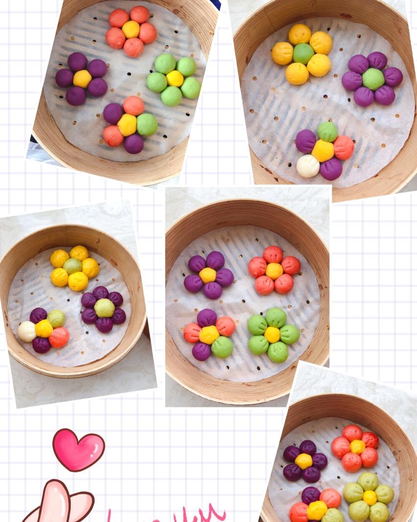 彩色花朵汤圆