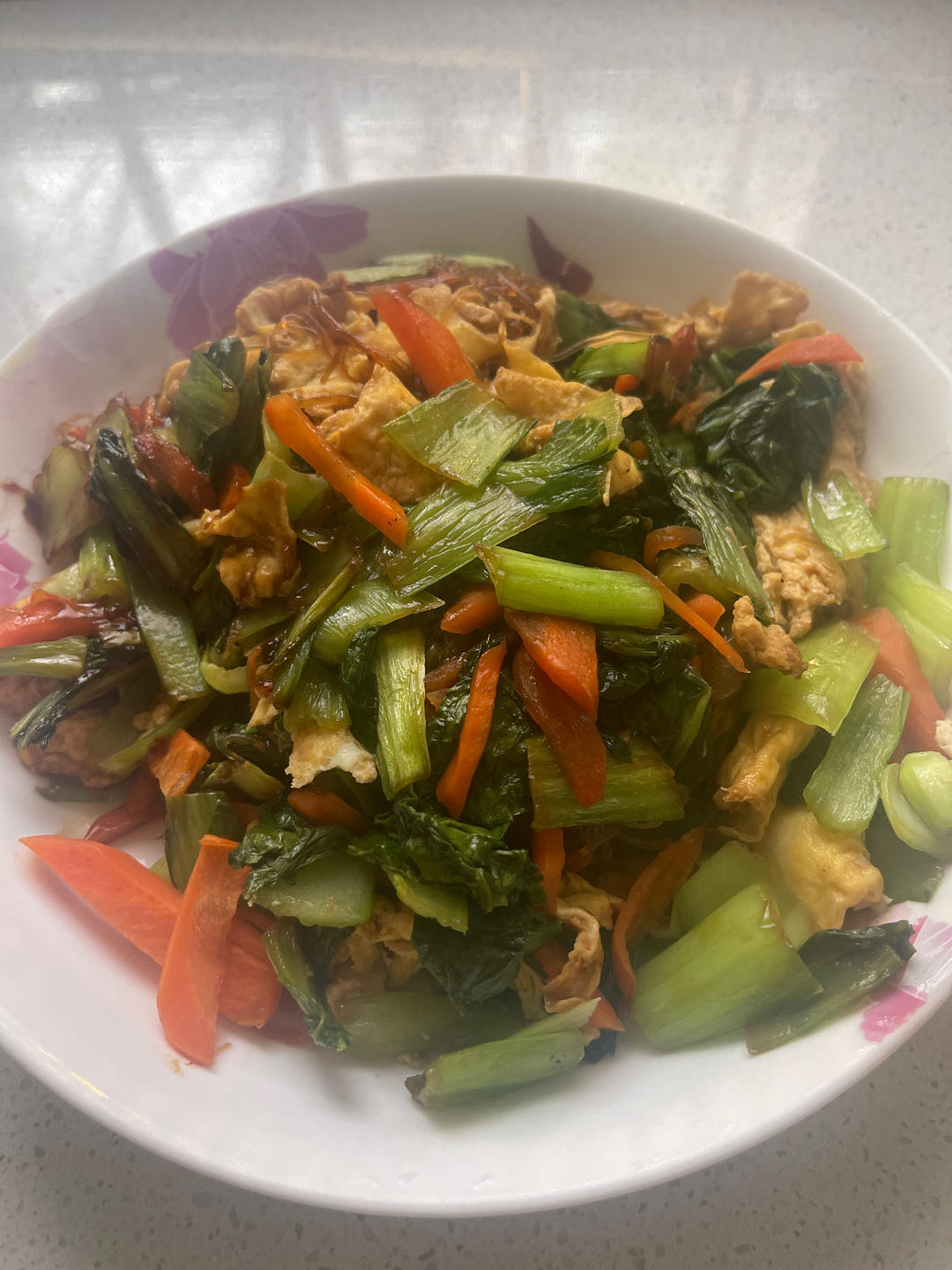 油菜粉丝炒鸡蛋
