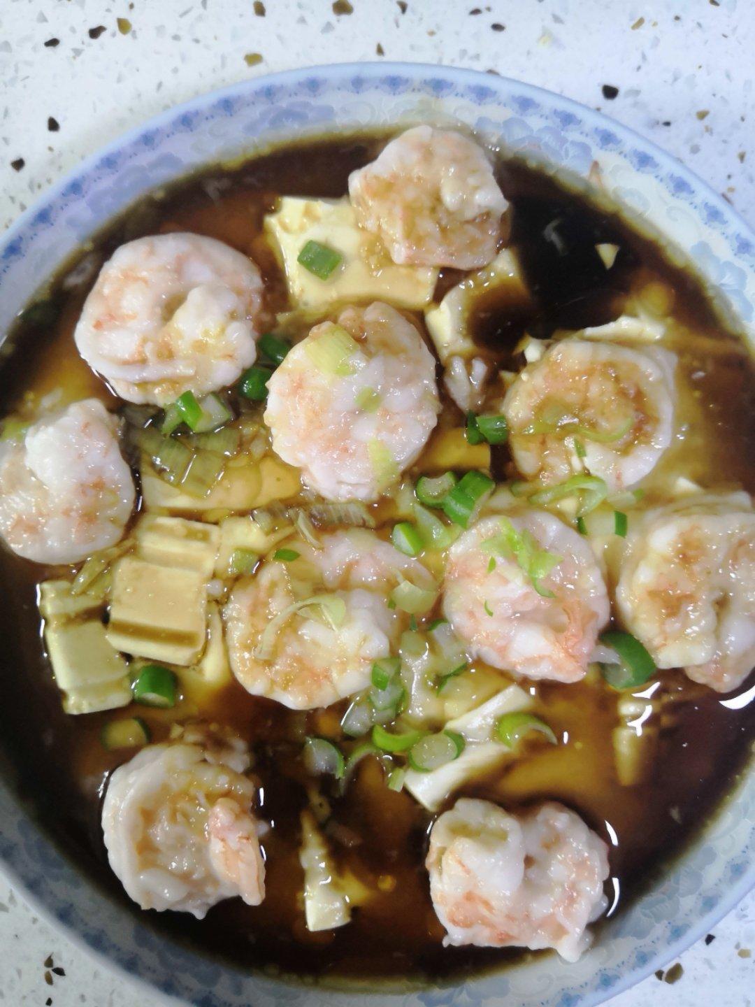 虾仁豆腐蒸水蛋
