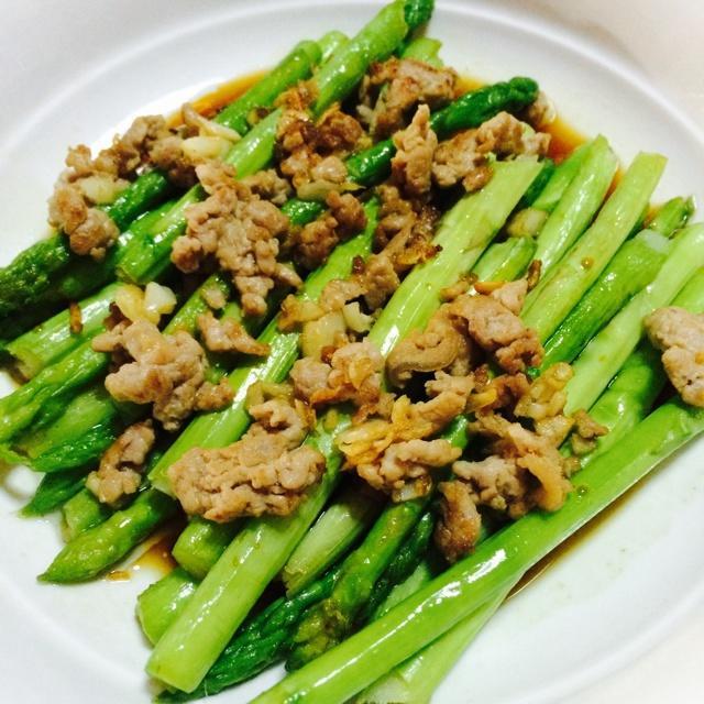 豉油肉末芦笋
