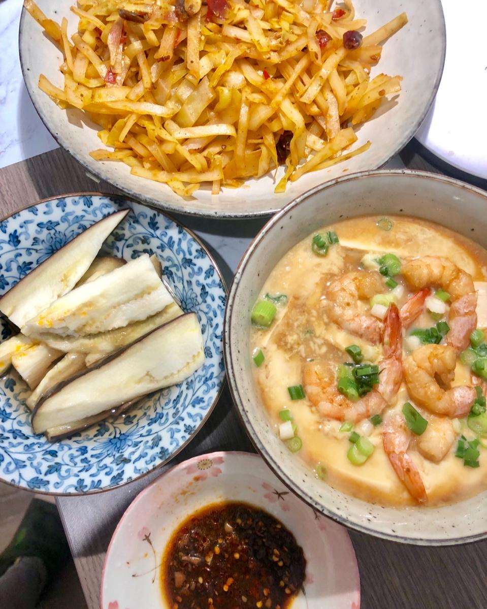 虾仁鸡蛋蒸豆腐