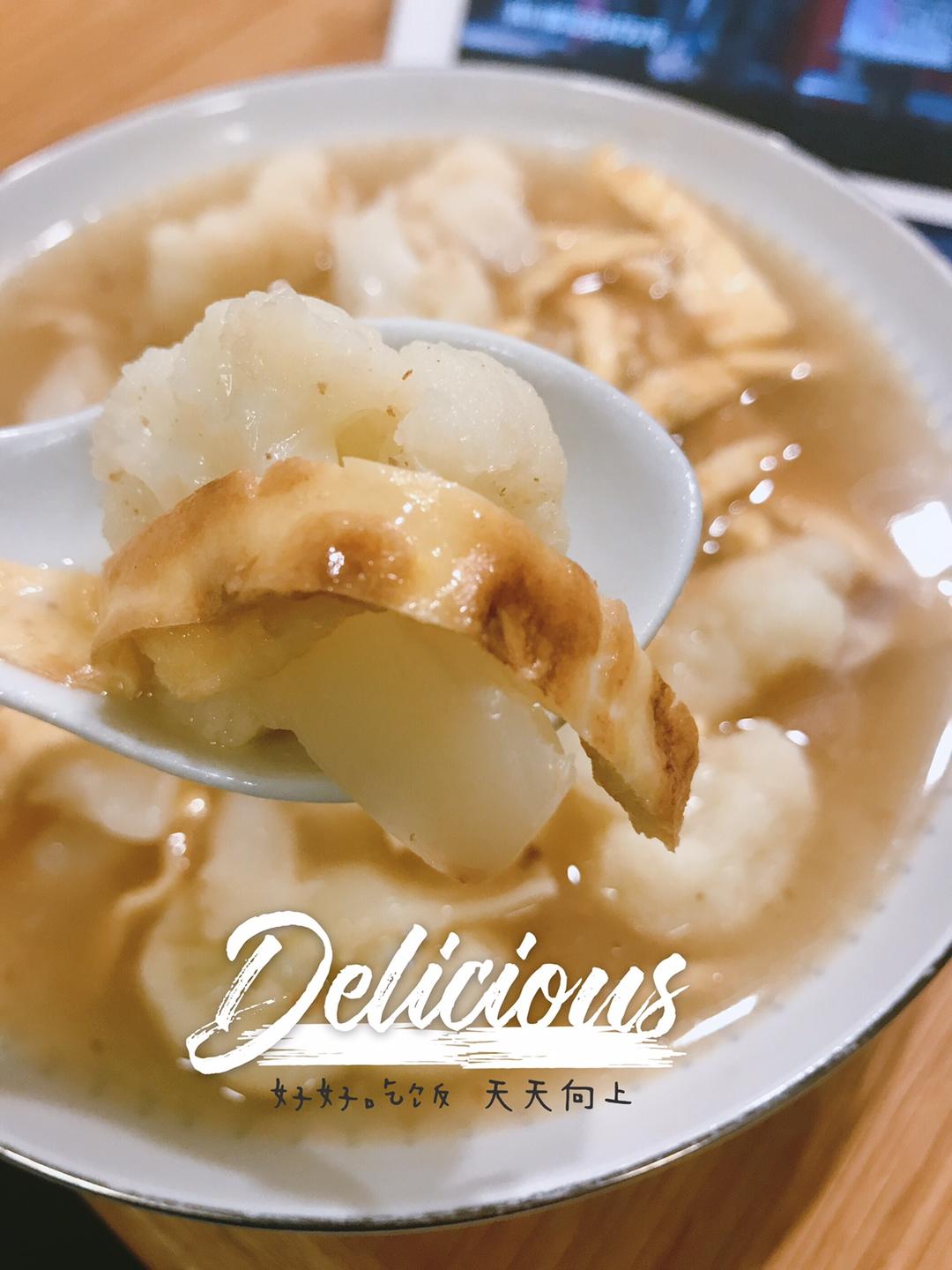 花菜蛋皮干贝汤