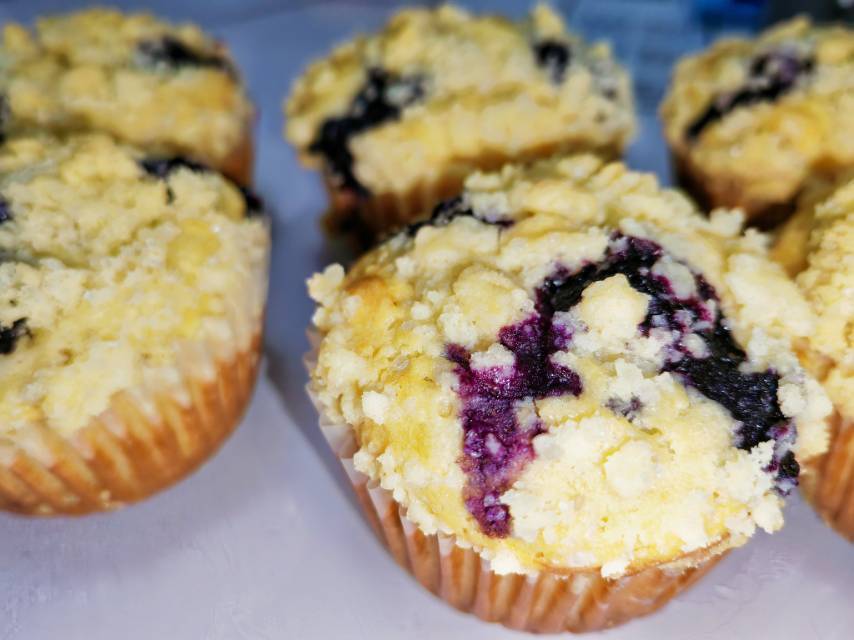 【萌萌大蘑菇头】酥粒蓝莓麦芬