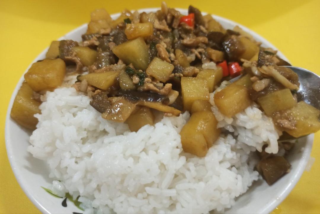🔥茄子土豆肉沫拌饭❗️好吃到爆
