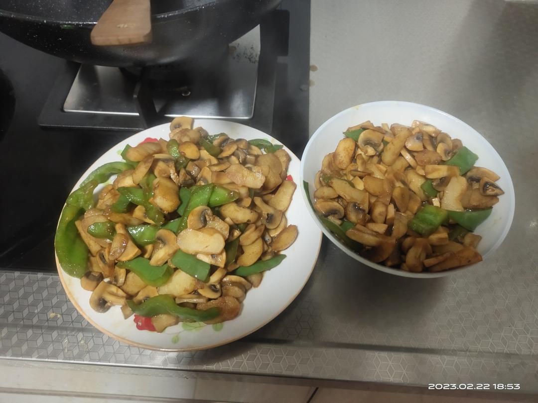 素炒鲜口蘑（白蘑菇），快手家常菜