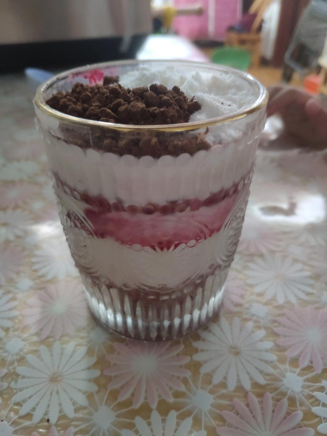 三步快手低脂甜品-没有燕麦的红豆亚麻籽超级食物隔夜杯