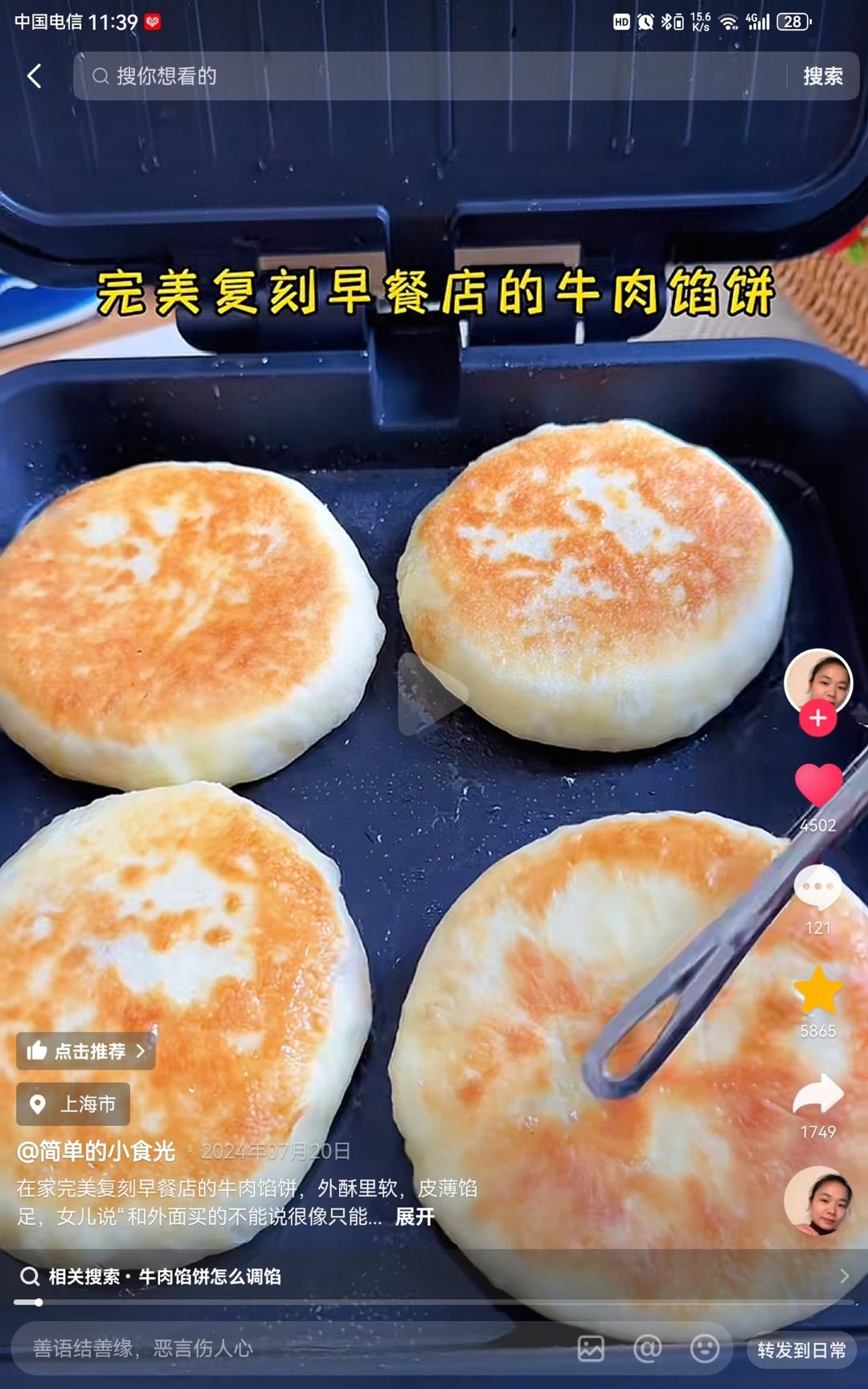 发面牛肉馅饼