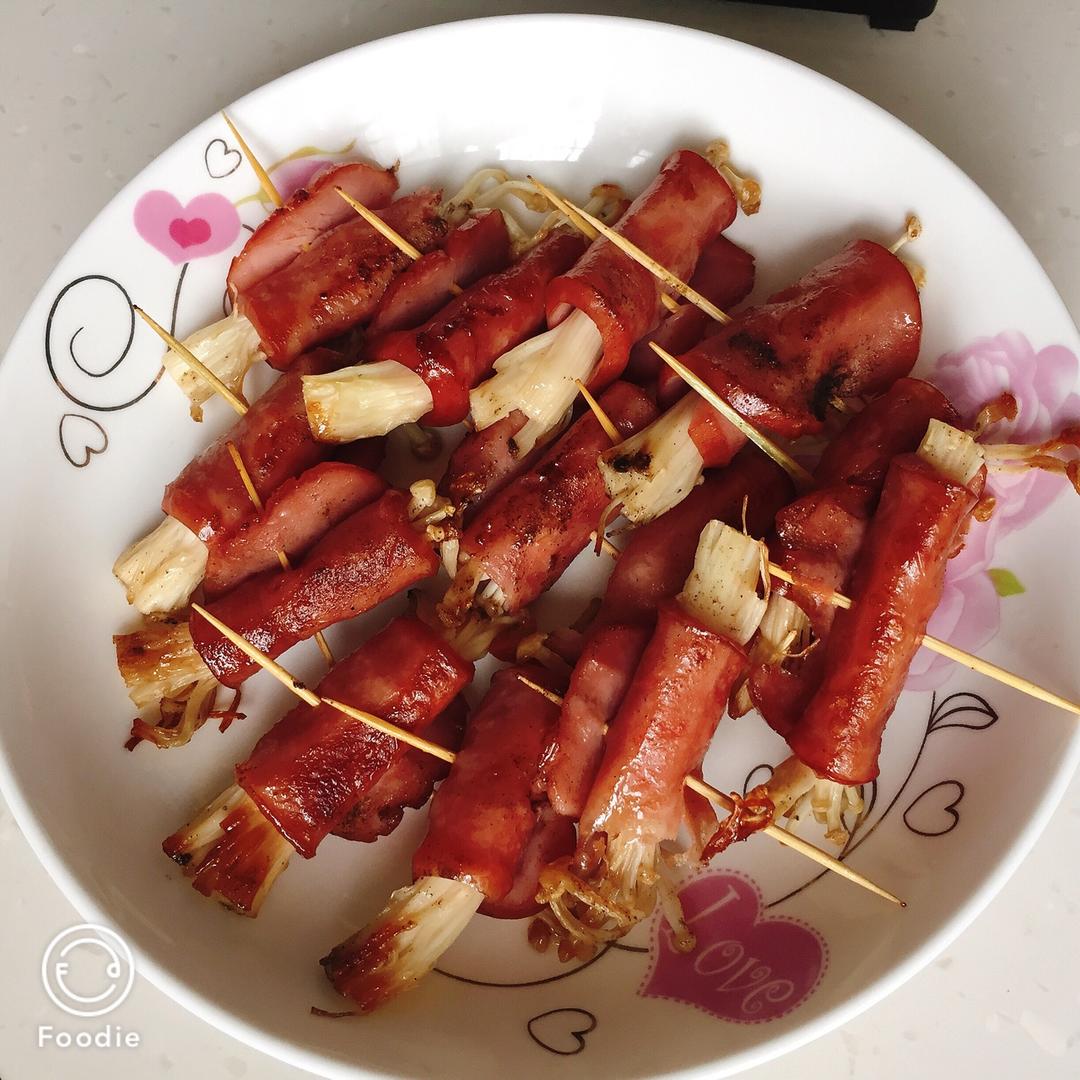 香煎培根金针菇卷