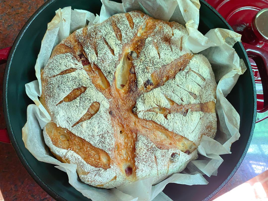 全麦蔓越莓核桃软欧包