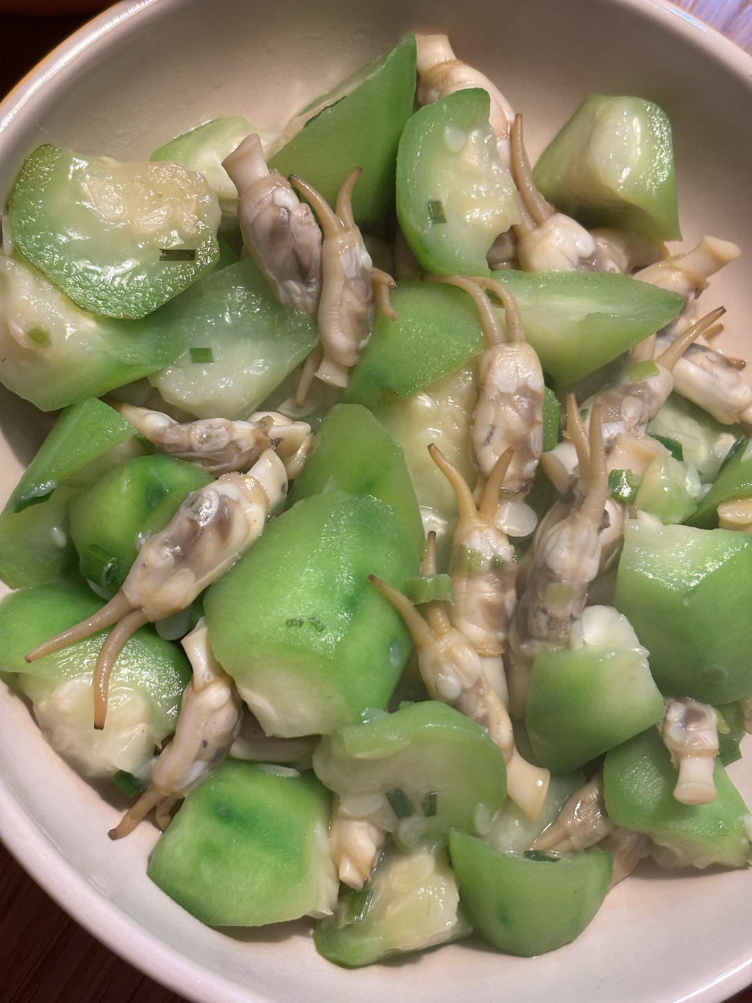 丝瓜炒蛏子