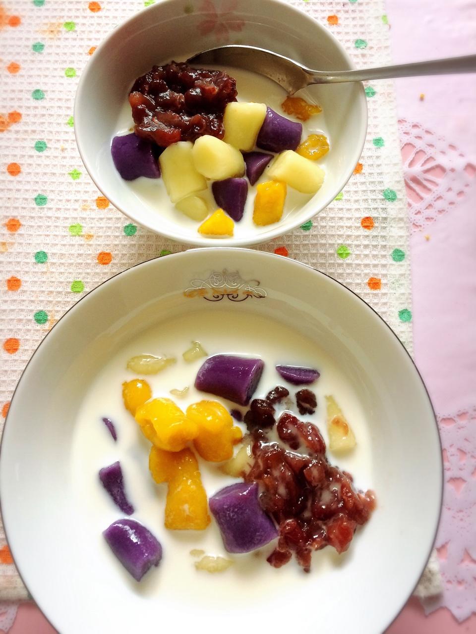 自制三色芋圆（红薯、紫薯、南瓜）