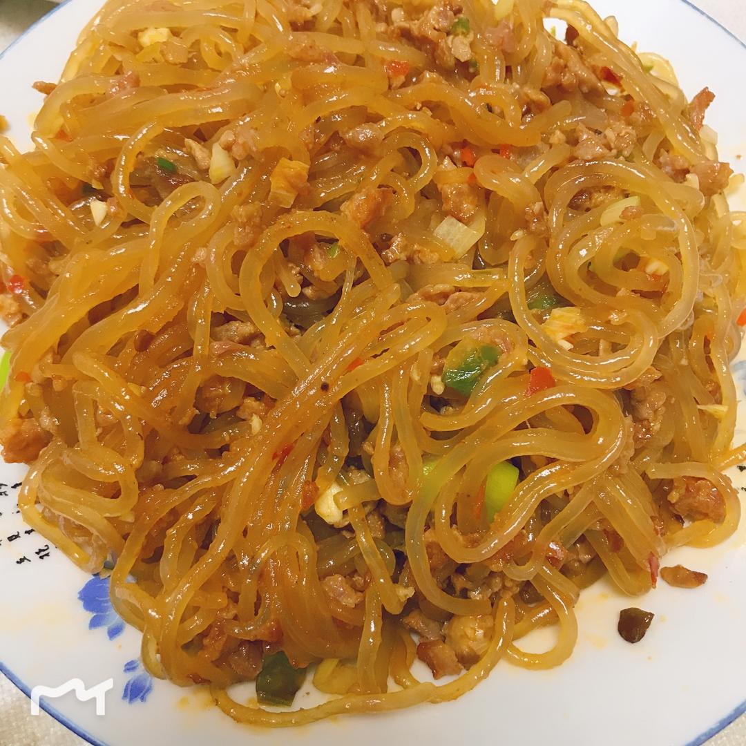 白菜肉沫炒粉条