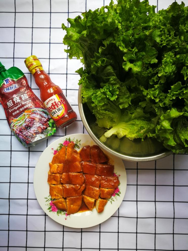 生菜包肉～照烧酱鸡胸肉版的做法