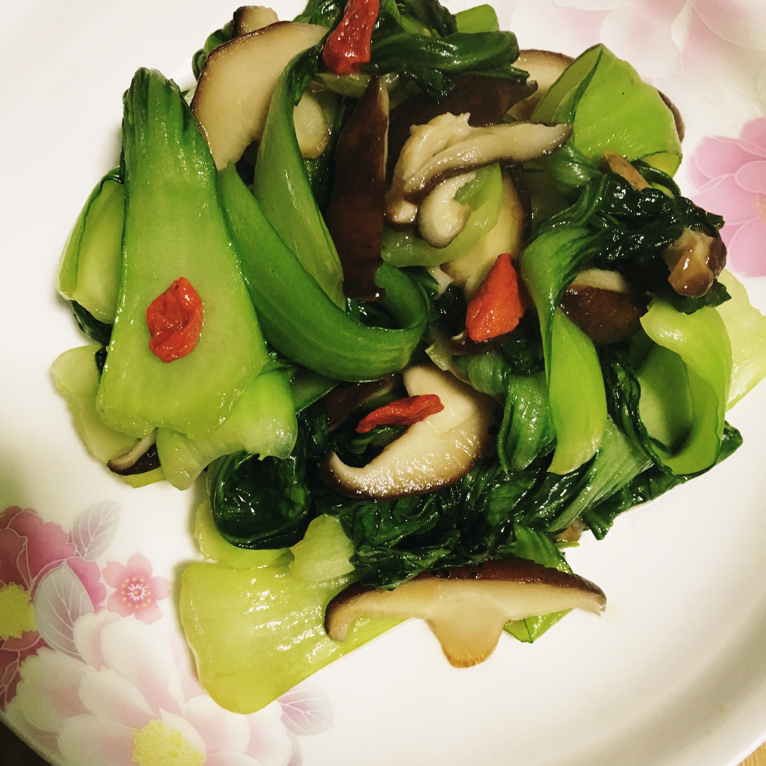 老丁的私房菜-香菇炒油菜