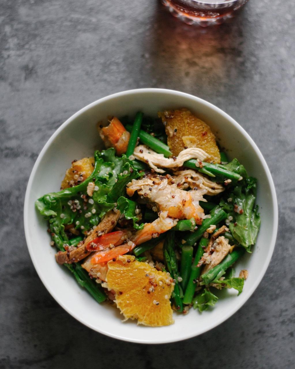 【减脂小厨房】芦笋虾仁藜麦沙拉