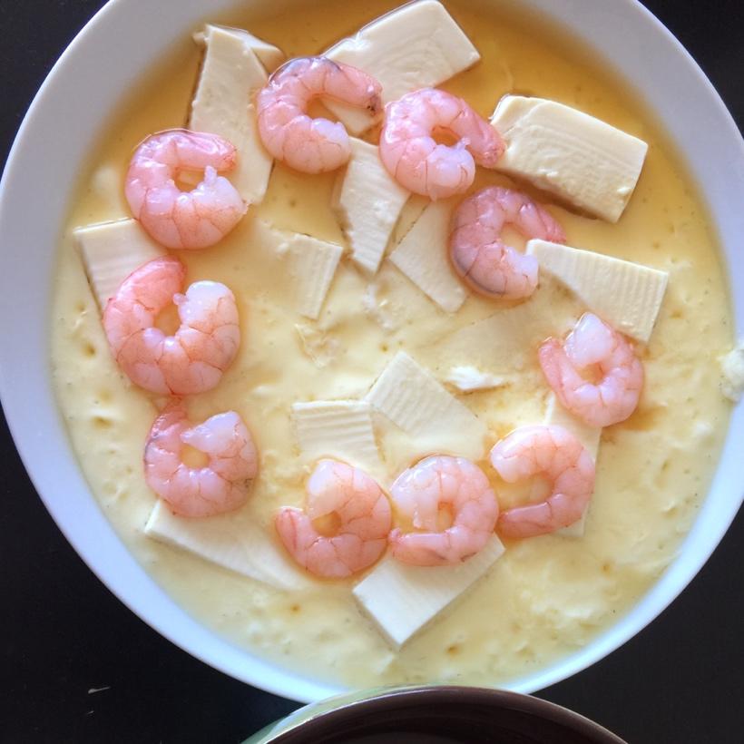 虾仁豆腐蒸水蛋