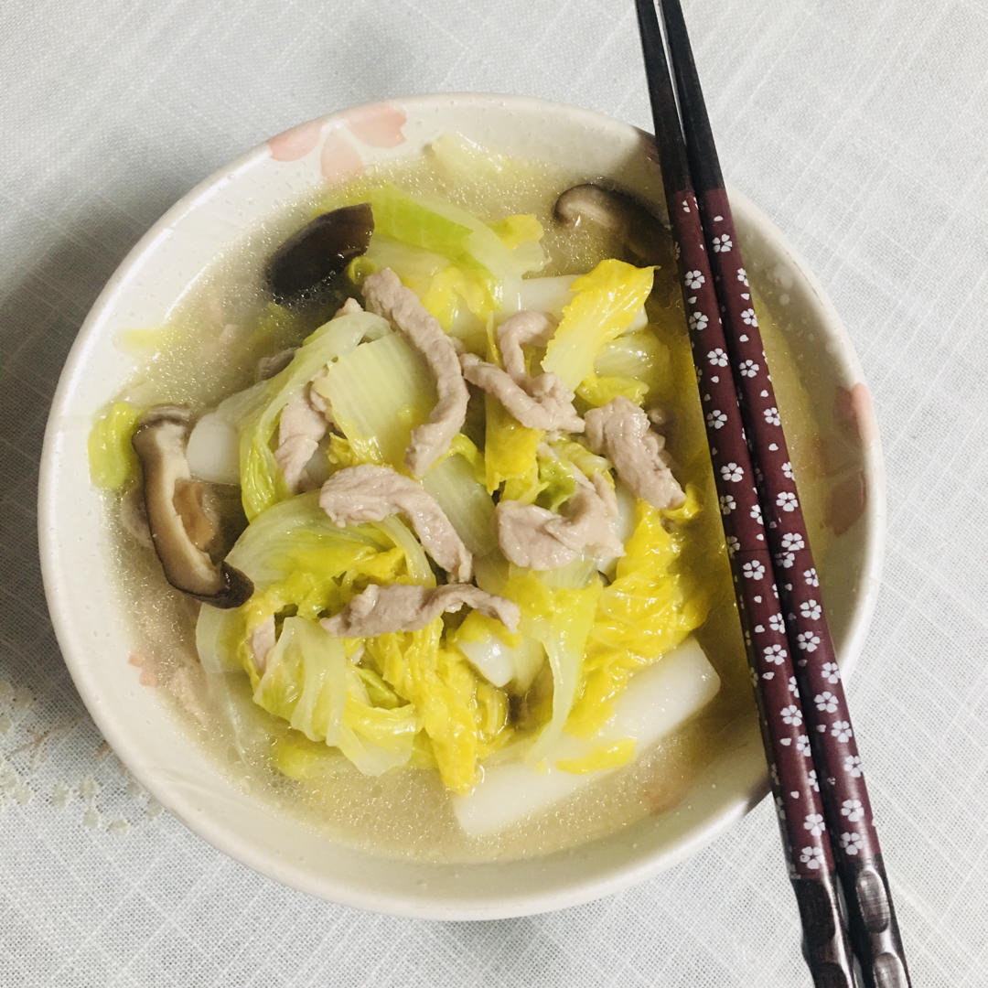 暖冬肉末娃娃菜汤年糕