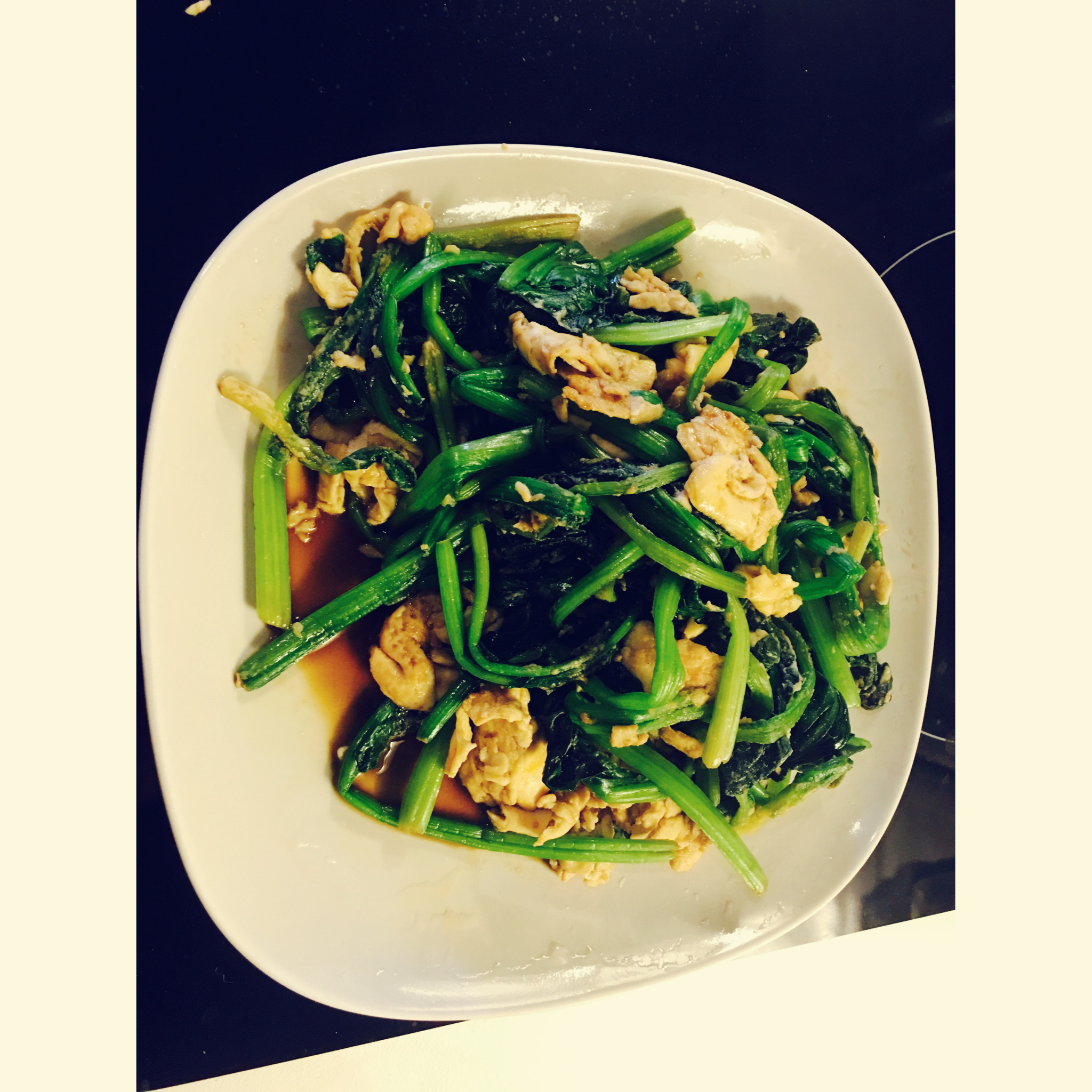 菠菜炒鸡蛋 Fried Spinach with Egg