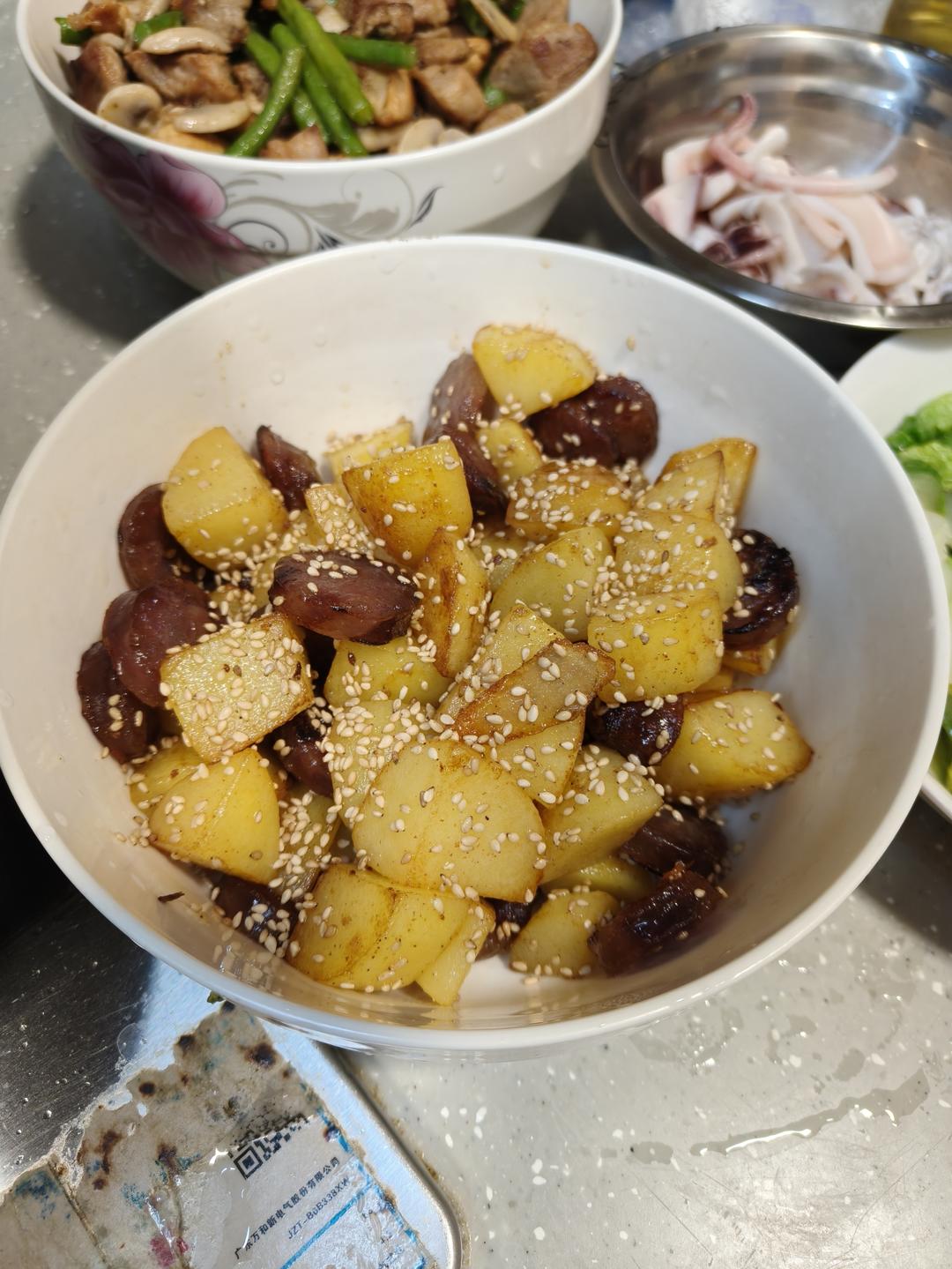 烧烤风味的土豆小香肠