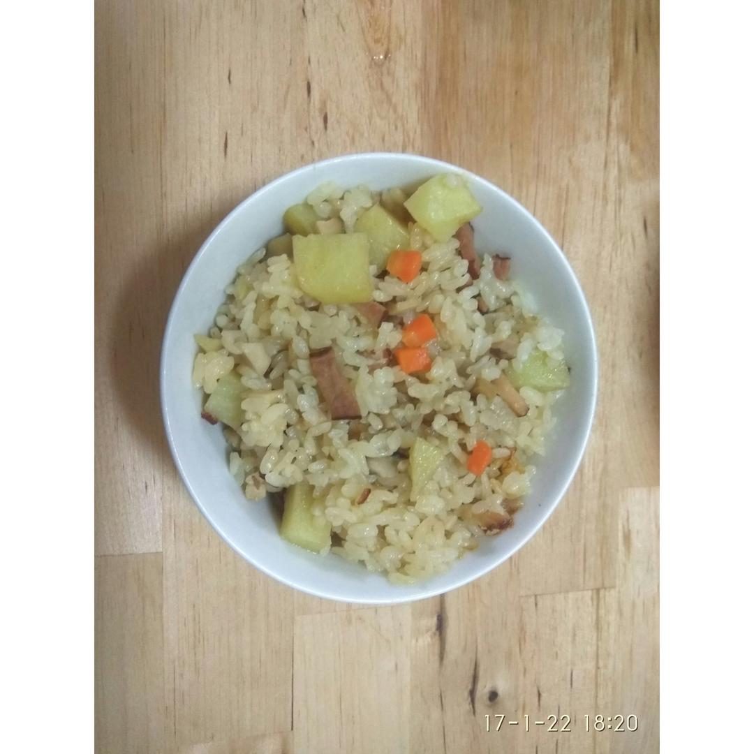 电饭锅版香菇腊肠饭