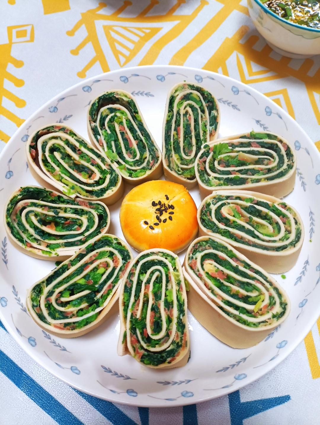#窈窕蔬女 凉拌菠菜豆皮卷