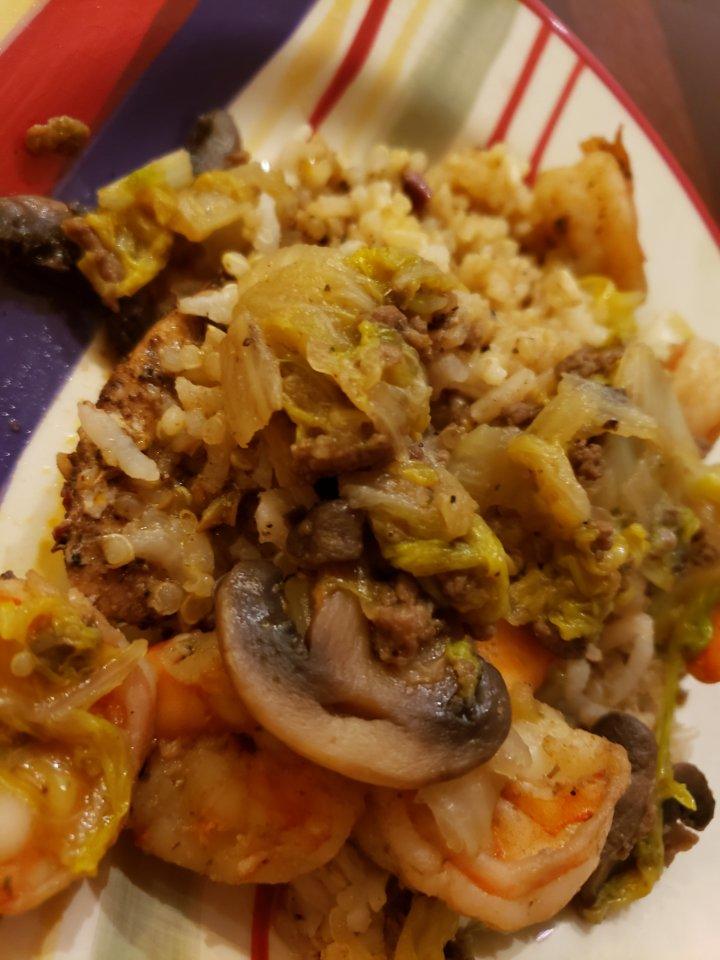 鲜掉眉毛白菜蘑菇虾（减脂菜谱）