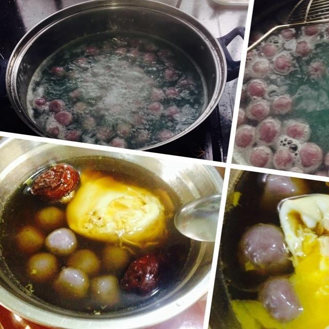 溏心蛋紫薯汤圆的做法